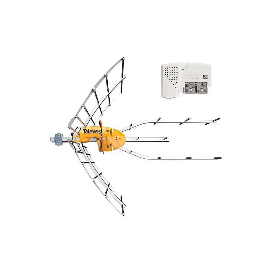 148921 Antenne TV Rateau Terrestre Ellipse UHF (C21-48) G 38dBi LTE700 + Alimentation 12V^Televes Best