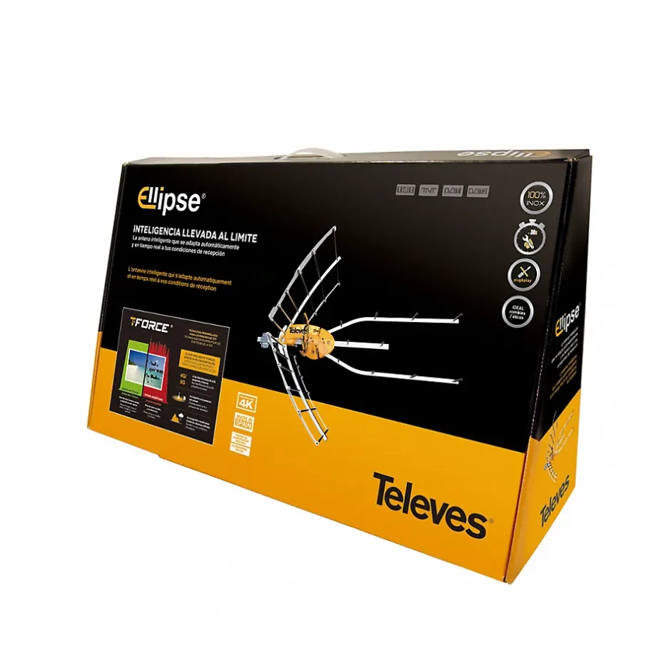 148921 Antenne TV Rateau Terrestre Ellipse UHF (C21-48) G 38dBi LTE700 + Alimentation 12V^Televes Best