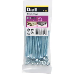 10 boulons poêlier tête plate 6 x 60 mm^Diall Sale