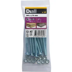 10 boulons poêlier tête plate 6 x 70 mm-Diall Clearance