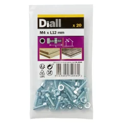 20 boulons tête cylindrique acier zingué 4 x 12 mm^Diall Outlet