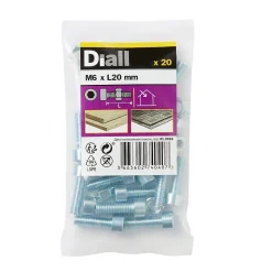 20 boulons tête cylindrique acier zingué 6 x 20 mm^Diall Hot