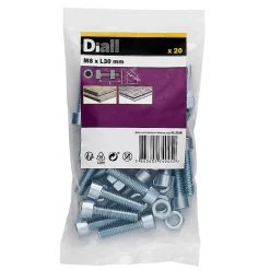 20 boulons tête cylindrique acier zingué 8 x 30 mm-Diall Outlet