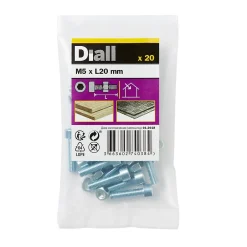 20 boulons tête cylindrique acier zingué 5 x 20 mm-Diall Sale