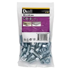 20 boulons tête cylindrique acier zingué 8 x 20 mm^Diall Hot