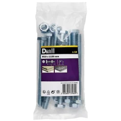 10 boulons tête héxagonale acier zingué 10 x 120 mm-Diall