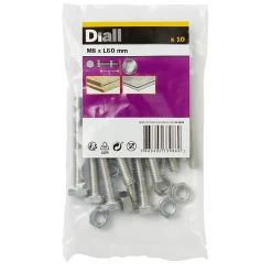 10 boulons tête héxagonale inox 8 x 60 mm^Diall Discount
