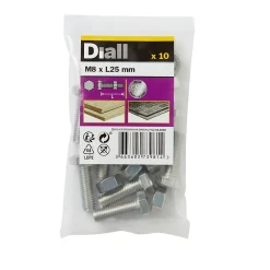10 boulons tête héxagonale inox 8 x 25 mm-Diall Clearance