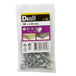 10 boulons tête héxagonale inox 6 x 30 mm-Diall Discount