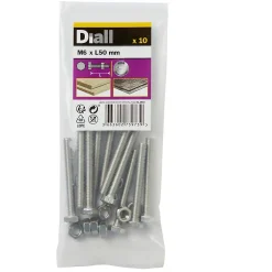 10 boulons tête héxagonale inox 6 x 50 mm-Diall Online