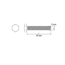 10 boulons tête héxagonale zingué 8 x 20 mm-Diall Outlet