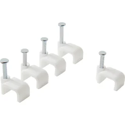 25 cavaliers plats en nylon pour câble de 2 x 0,75 mm² blanc-Diall Clearance