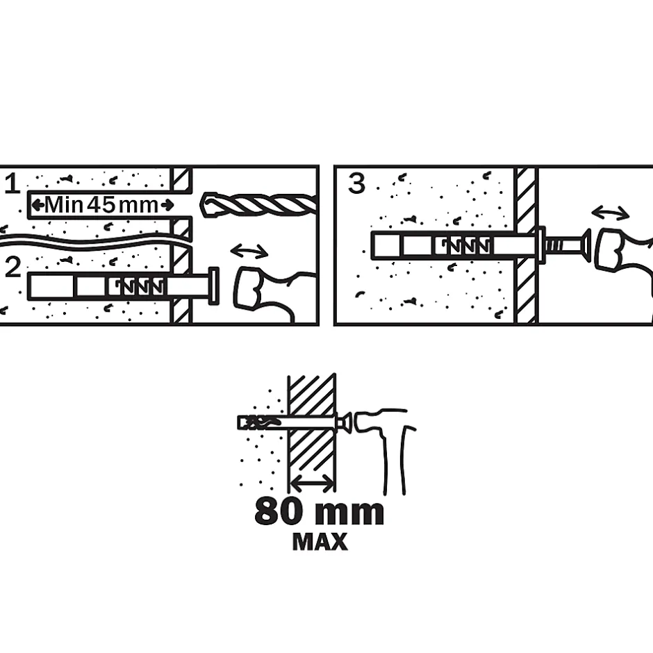 10 chevilles à frapper nylon CS PZ Ø8x120mm-Diall