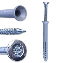 200 Chevilles à Frapper NHS D. 8 x Lt. 80 mm avec Vis Tête Fraisée (en seau) -^D-Work