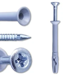 600 Chevilles à Frapper NHS D. 5 x Lt. 45 mm avec Vis Tête Fraisée (en seau) --D-Work Best