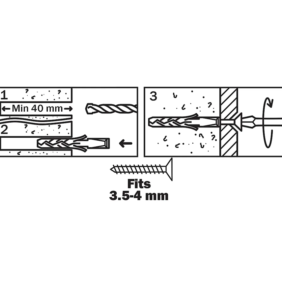 100 chevilles nylon CL Ø6x30mm-Diall New