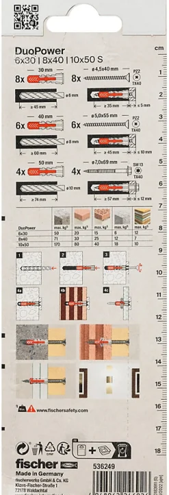 18 chevilles Duopower 3 diam 6-8-10mm avec vis^Fischer Outlet