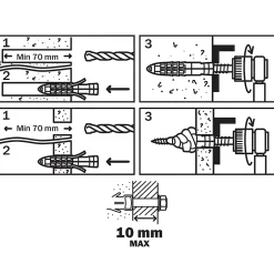 2 chevilles universelles nylon HX Ø12x60mm^Diall Online