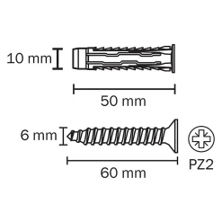 5 chevilles universelles nylon CL PZ Ø10x50mm^Diall Sale