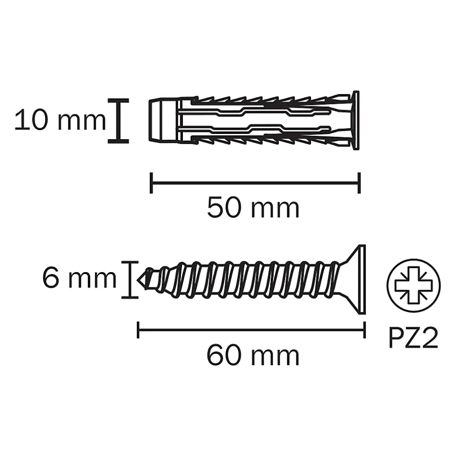 5 chevilles universelles nylon CL PZ Ø10x50mm^Diall Sale