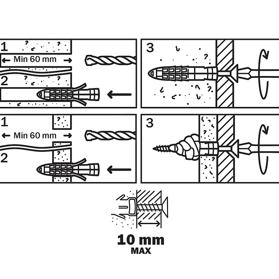 5 chevilles universelles nylon CL PZ Ø10x50mm^Diall Sale