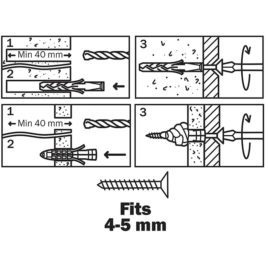 200 chevilles universelles nylon CL Ø6x30mm^Diall Sale