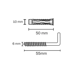 2 chevilles universelles nylon CL HL Ø10x50mm^Diall Outlet