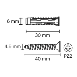 10 chevilles universelles nylon CL PZ Ø6x30mm^Diall Clearance