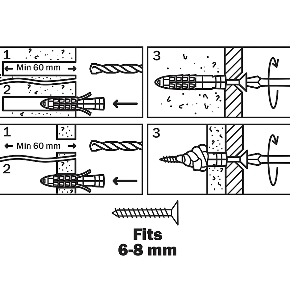 10 chevilles universelles nylon CL Ø10x50mm-Diall Outlet
