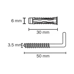 4 chevilles universelles nylon CL HL Ø6x30mm-Diall