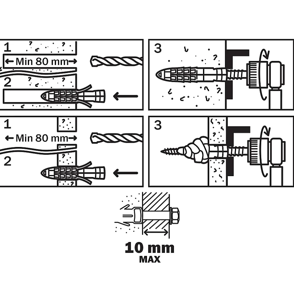 2 chevilles universelles nylon HX Ø14x70mm-Diall Best