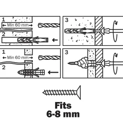 100 chevilles universelles nylon CL Ø10x50mm^Diall New