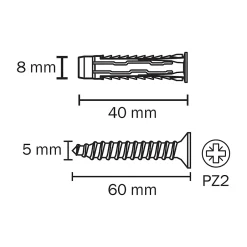 4 chevilles universelles 8x40 mm-Diall Online