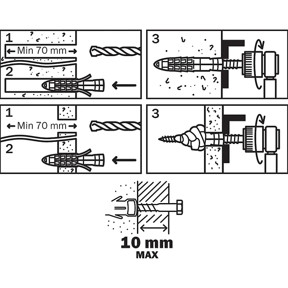 20 chevilles universelles nylon HX Ø12x60mm^Diall Discount
