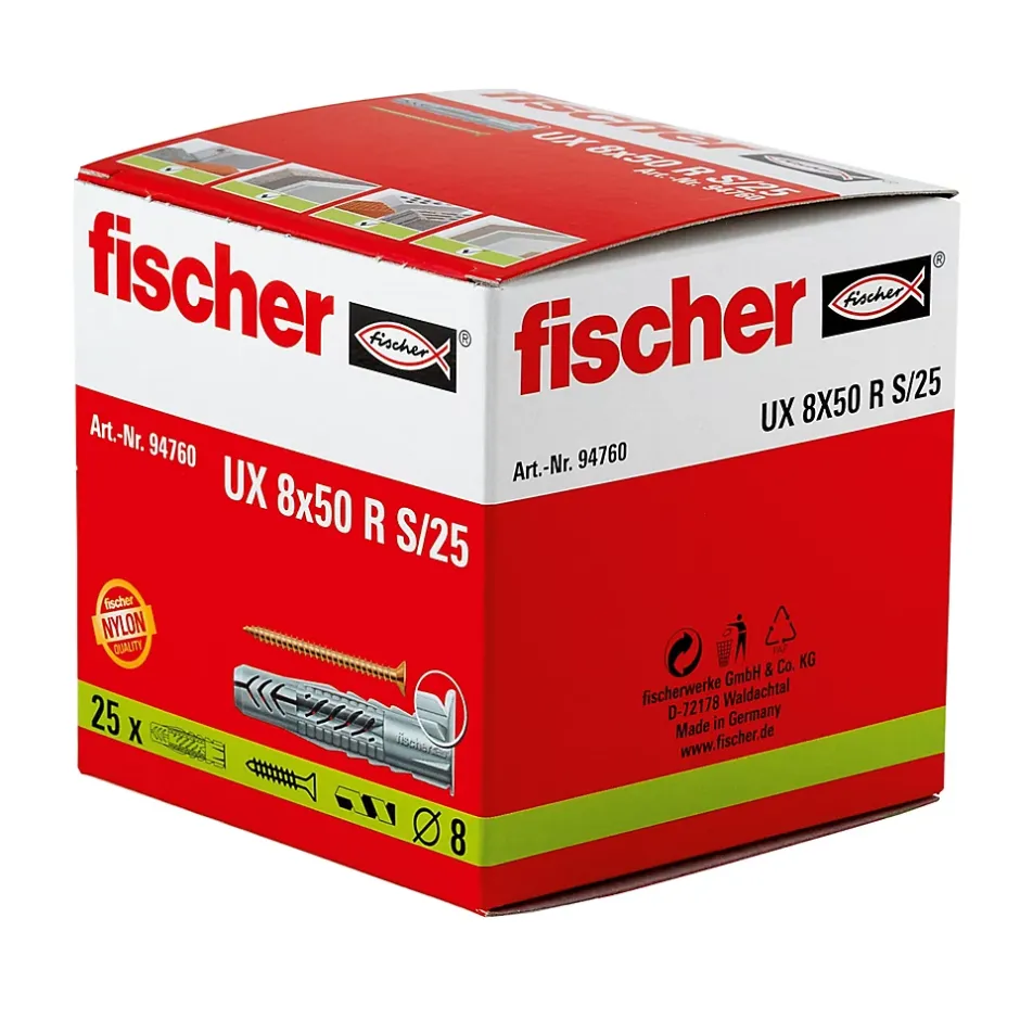 25 chevilles universelles Ø8x50mm^Fischer Outlet