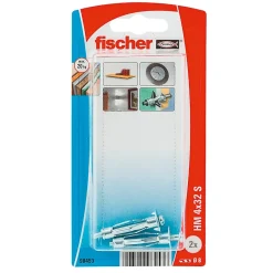 2 chevilles vis matériaux creux charges moyennes M4x32mm-Fischer Discount