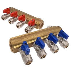 2 collecteurs 4 sorties + 8 vannes + bouchons purgeur + fixations-Monmobilierdesign