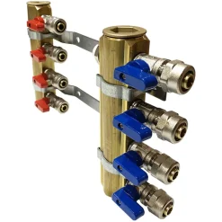 2 collecteurs 4 sorties + 8 vannes + bouchons purgeur + fixations-Monmobilierdesign