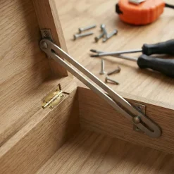 2 Compas coulisseaux à glissière droite/gauche acier nickelé L.200 mm x l.17 mm-Diall