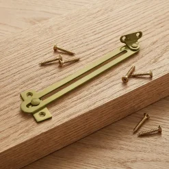 2 Compas coulisseaux à glissière droite/gauche acier laiton L.140 mm x l.16 mm^Diall Outlet