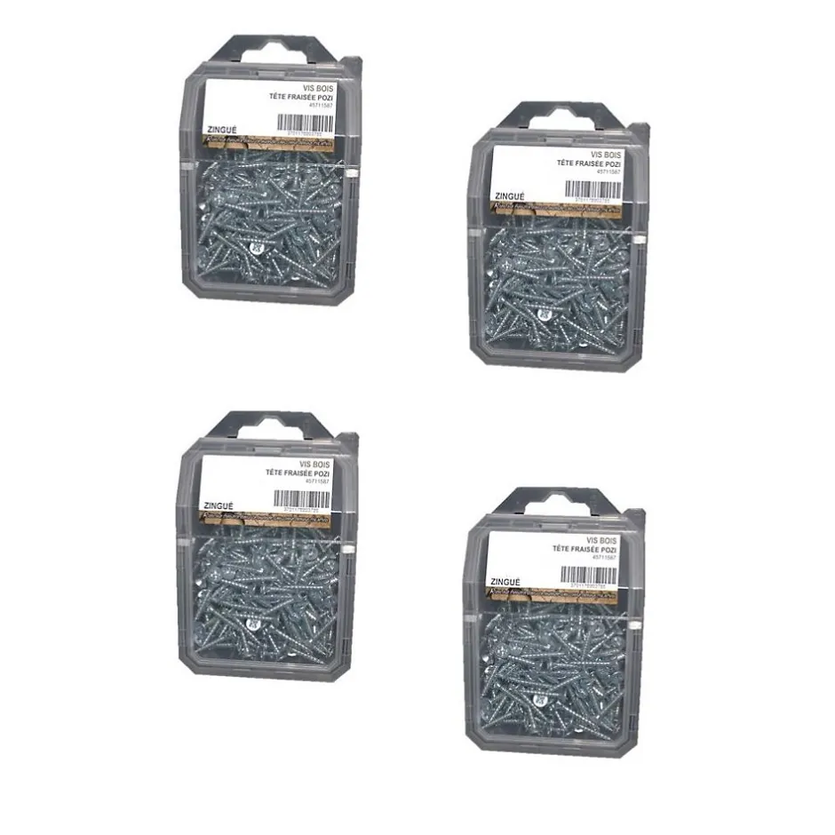 4 Coques de 200 Vis Bois Tête Fraisée Pozidriv 3.5 x 30 mm - Zingué blanc --D-Work Outlet