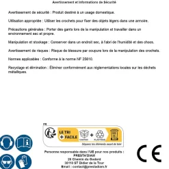 200 Crochets Armoire 3 x 20 mm - NF 25610 - Zingué blanc -^D-Work Outlet