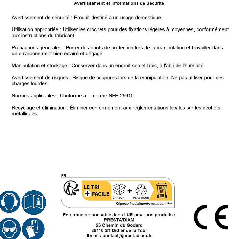 25 Crochets Contrevent 5 x 120 mm - NFE 25610 - Zingué blanc -^D-Work