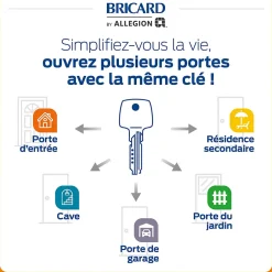 2 cylindres débrayables 30+40 mm avec 6 clés-Bricard New