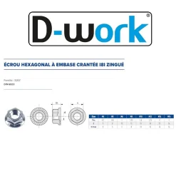 200 Ecrous Hexagonaux à Embase Crantée M6 mm - DIN 6923 - 8 - Zingué blanc -^D-Work New