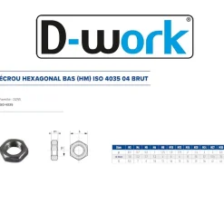 100 Ecrous Hexagonaux Bas M16 mm - 4035 - 4 - Brut -^D-Work Best