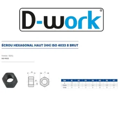 25 Ecrous Hexagonaux Haut H Egale D M24 mm - 4033 - 9 - Brut -^D-Work Online