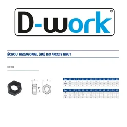 5 Ecrous Hexagonaux HU M52 mm - 4032 - 8 - Brut -^D-Work