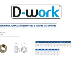 25 Ecrous Hexagonaux HU M24 mm - 4032 - 8 - Zingué CR3 --D-Work Online