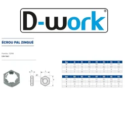 100 Ecrous PAL Autofreinés à Effet Ressort M20 mm - DIN 7967 - Zingué blanc --D-Work New